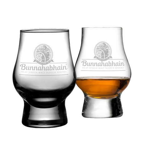 the perfect dram glass featuring the Bunnahabhain logo