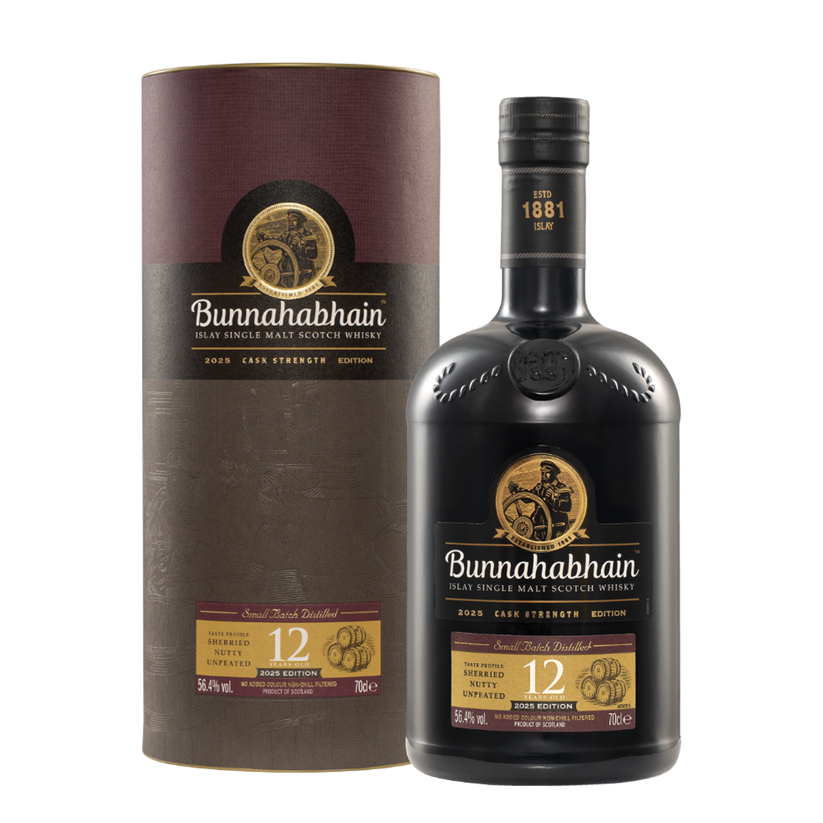 Bunnahabhain 12 Year Old Cask Strength 2025 Edition Bottle and Pack
