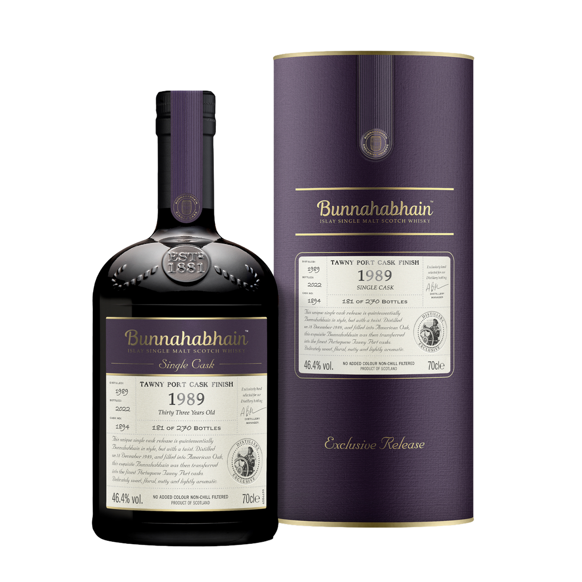Bunnahabhain 1989 Tawny Port Cask FInish  Bottle and Pack Render
