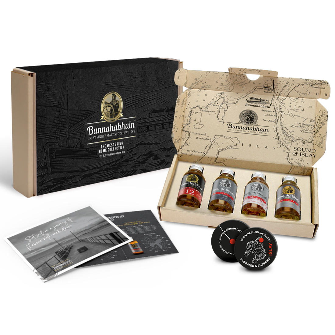 Bunnahabhain Feis Ile 2025 Discovery Kit with Tasting Card and Glass Covers