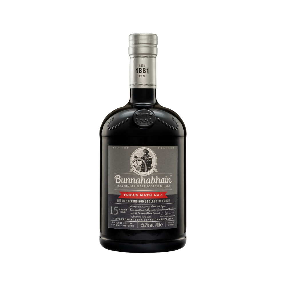 Bunnahabhain Turas Math No. 1 15 Year Old Spirit Fully Matured Manzanilla and Amarone Cask Finish Bottle