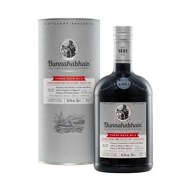 Bunnahabhain Turas Math No.2 Palo Cortado Cask Finish Bottle and Pack