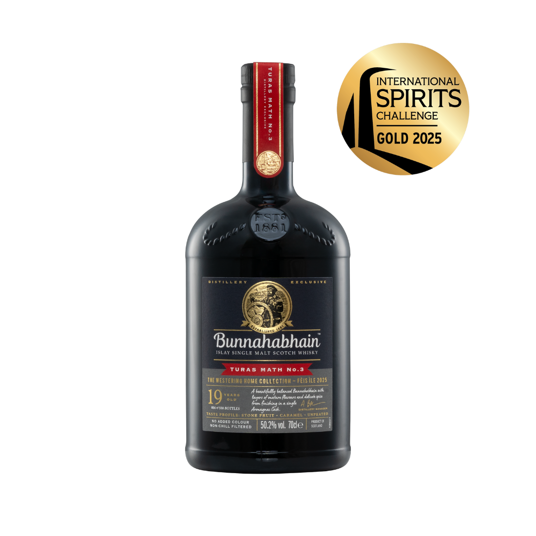 Bunnahabhain Turas Math No.3 19 Year Old Armagnac Cask Finish Bottle with ISC 2025 Gold Award