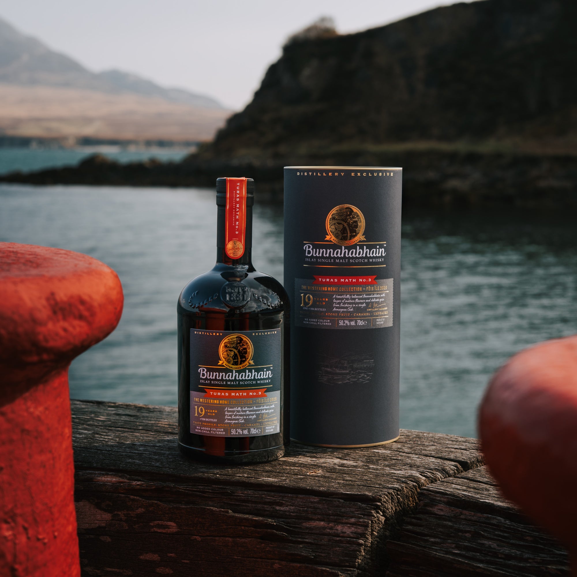 Bunnahabhain Turas Math No.3 on Bunnahabhain Pier with pack