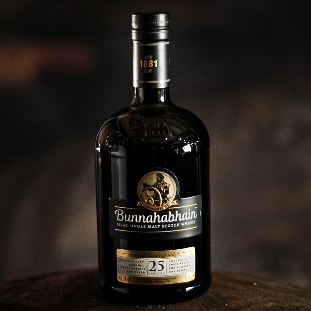 Bunnahabhain 25 year single malt Scotch whisky bottle