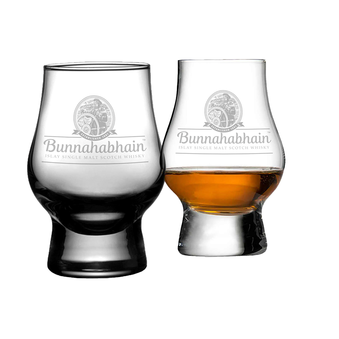 the perfect dram glass featuring the Bunnahabhain logo