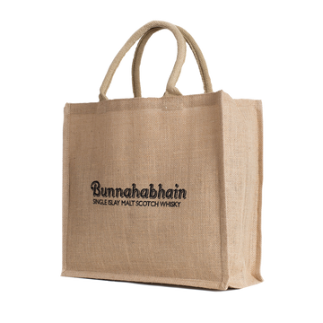 Jute whisky bag featuring the famous Bunnahabhain logo