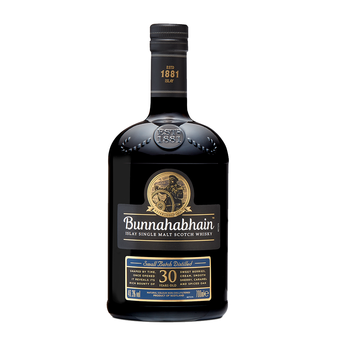 Bunnahabhain 30 year whisky bottle