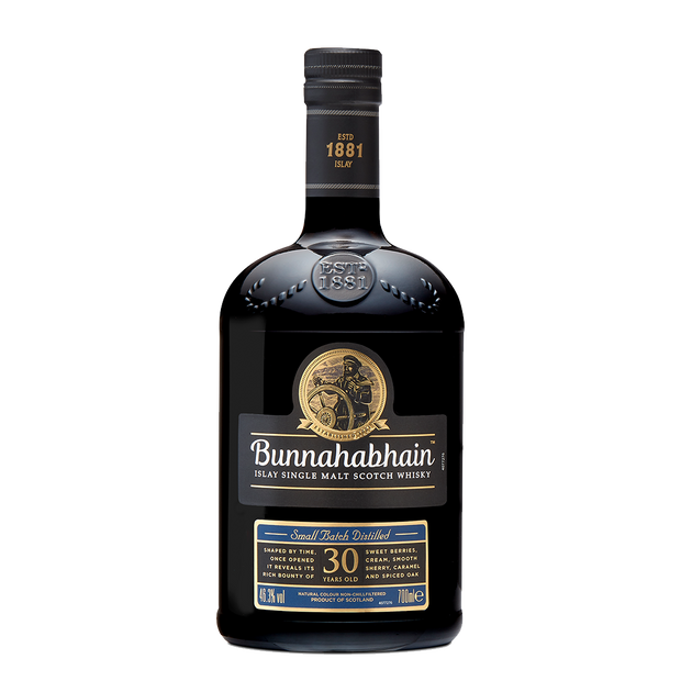 Bunnahabhain 30 year whisky bottle