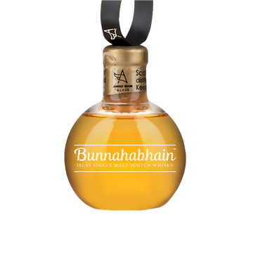 Glass whisky bauble filled with Bunnahabhain 12 year class whisky