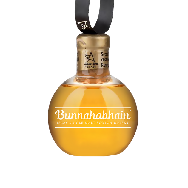 Glass whisky bauble filled with Bunnahabhain 12 year class whisky