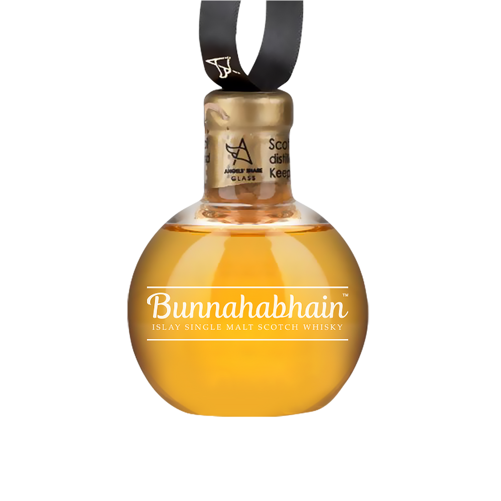 Glass whisky bauble filled with Bunnahabhain 12 year class whisky